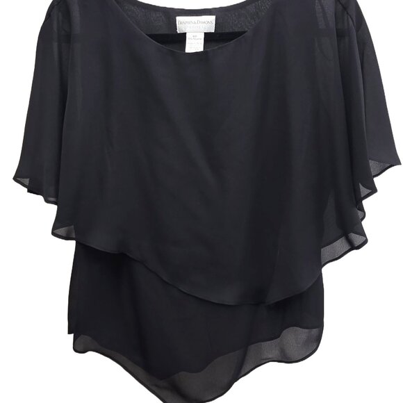 EUC DRAPER'S & DAMON'S BLACK SHEER OVERLAY TANK/TUNIC POLY ASYMMETRICAL HEM 10P - Picture 4 of 9